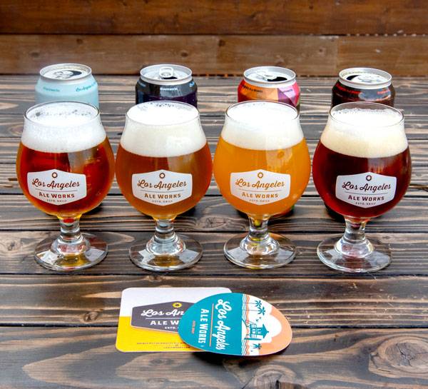 Lineup of four different beers for a virtual beer tasting