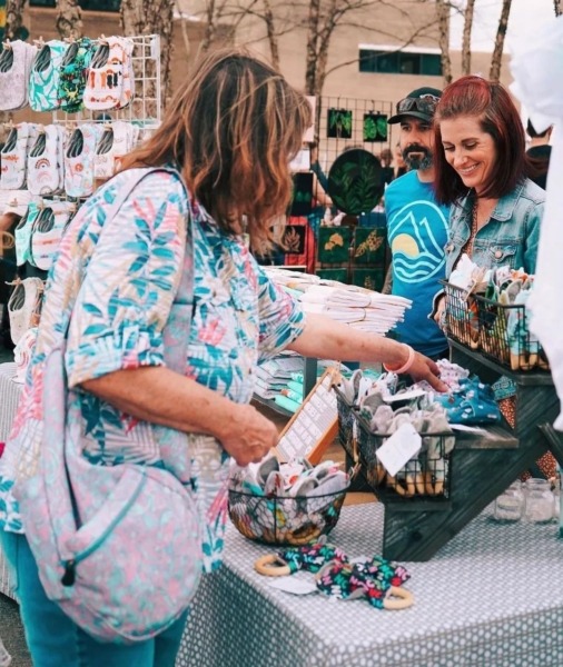 Shoppers at a popup