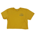 Gold colored crop top with Los Angeles Ale Works logo printed on