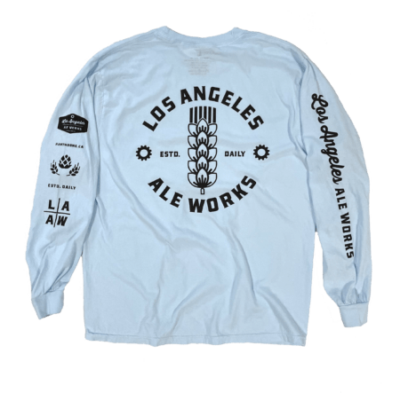 Long Sleeve Sky Blue Shirt with Black LA Ale Works logos