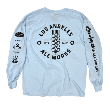 Long Sleeve Sky Blue Shirt with Black LA Ale Works logos