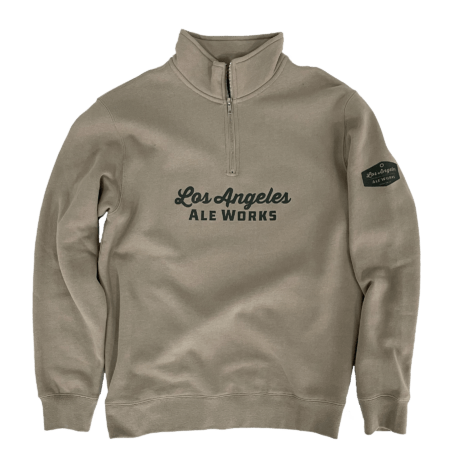 Cement Quarter Zip sweater with LA Ale Works Logo